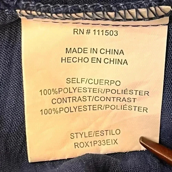 Fig & Flower Women’s Navy Floral Embroidered Long Sleeve Bohemian Blouse 2X - Picture 5 of 6